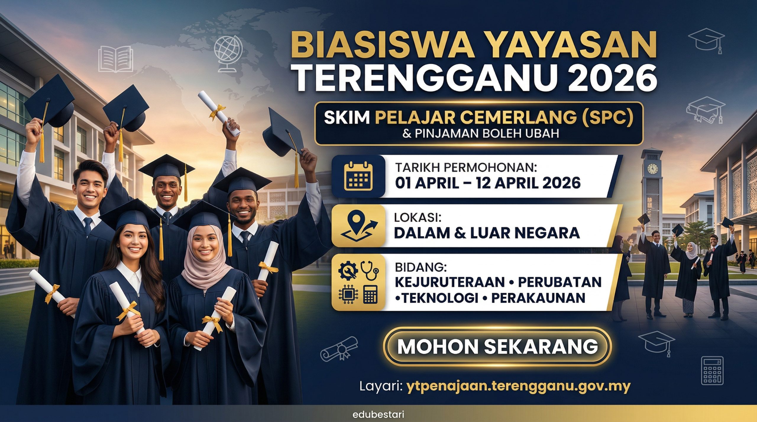 Biasiswa Yayasan Terengganu 2026 (SPC & Pinjaman Boleh Ubah) Kini Dibuka