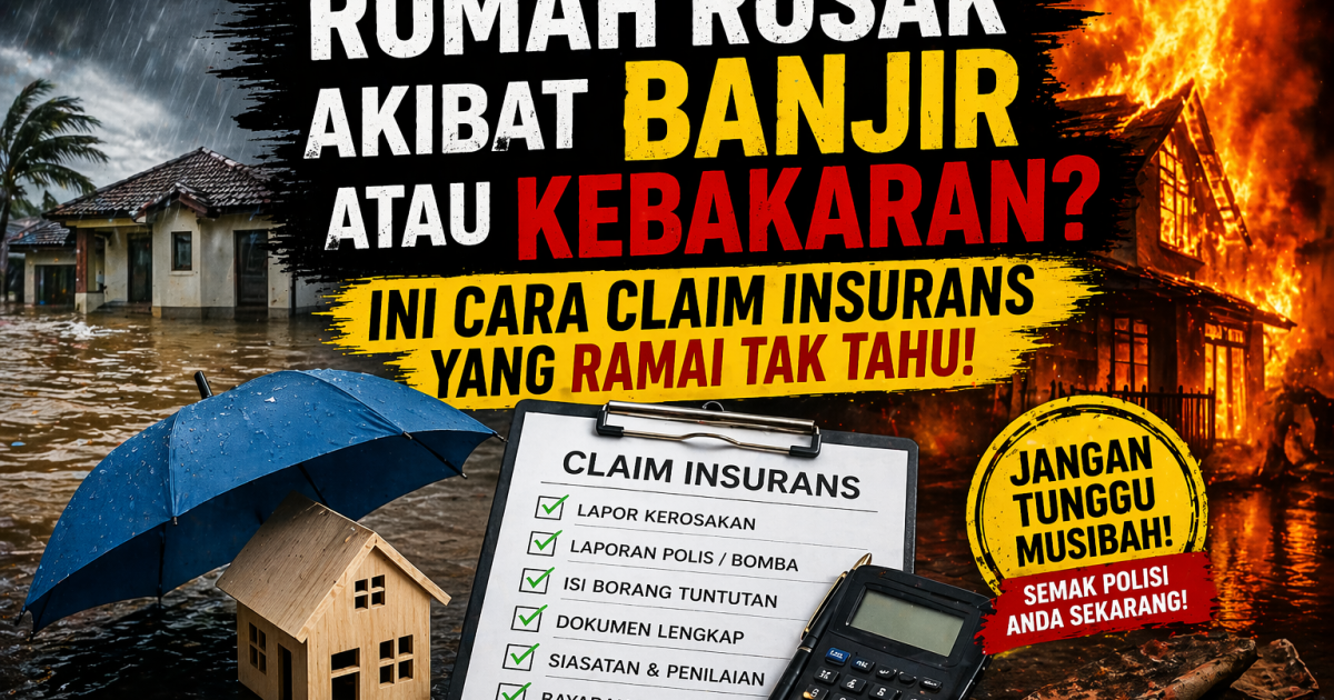 Rumah Rosak Akibat Banjir Atau Kebakaran? Ini Cara Claim Insurans & Takaful Rumah (Panduan Lengkap 2026)