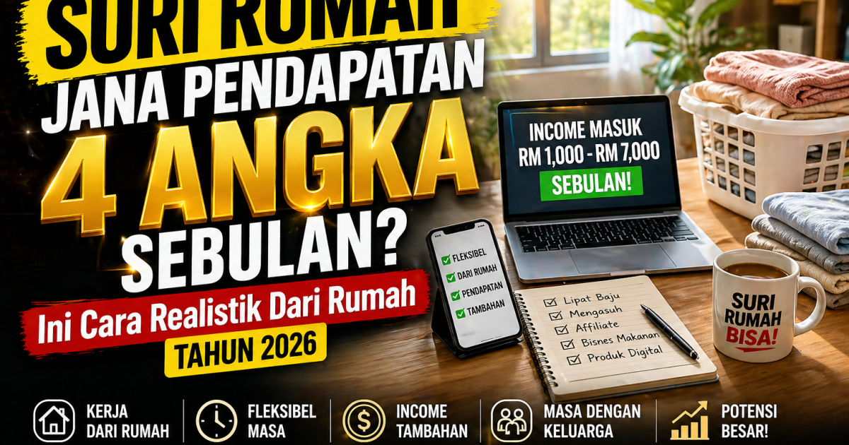 Suri Rumah Jana RM1,000 – RM7,000 Sebulan? Ini Cara Realistik Dari Rumah Tahun 2026