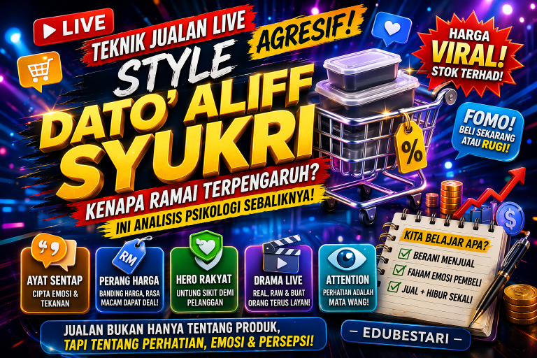 Teknik Jualan Live “Agresif” Style Dato’ Aliff Syukri: Kenapa Ramai Terpengaruh? Ini Analisis Psikologi Sebaliknya