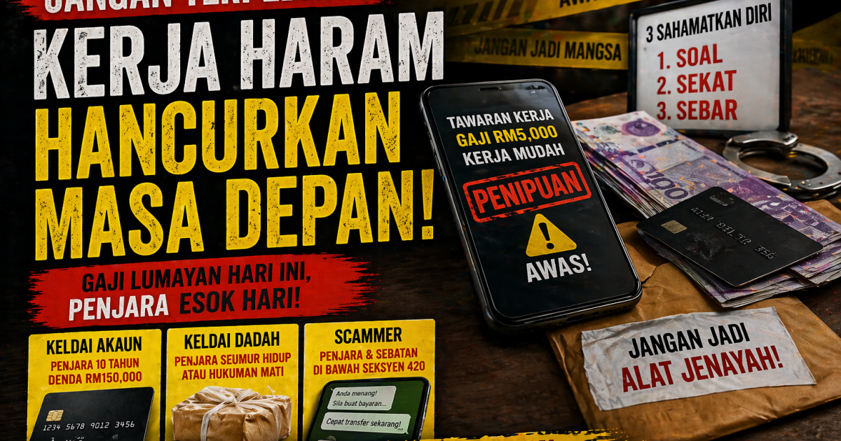 Jangan Terpedaya Kerja Haram: Risiko Keldai Akaun, Scammer & Gaji Lumayan Palsu Yang Ramai Tak Sedar