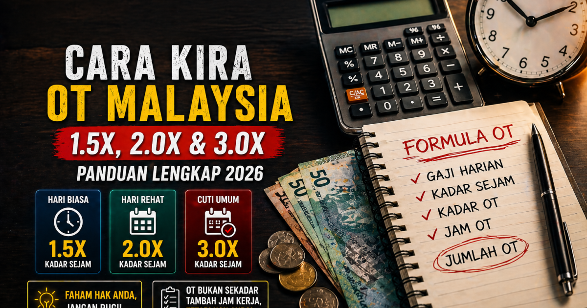 Cara Kiraan OT Malaysia 2026: Formula 1.5x, 2.0x & 3.0x (Panduan Lengkap Hari Pekerja)