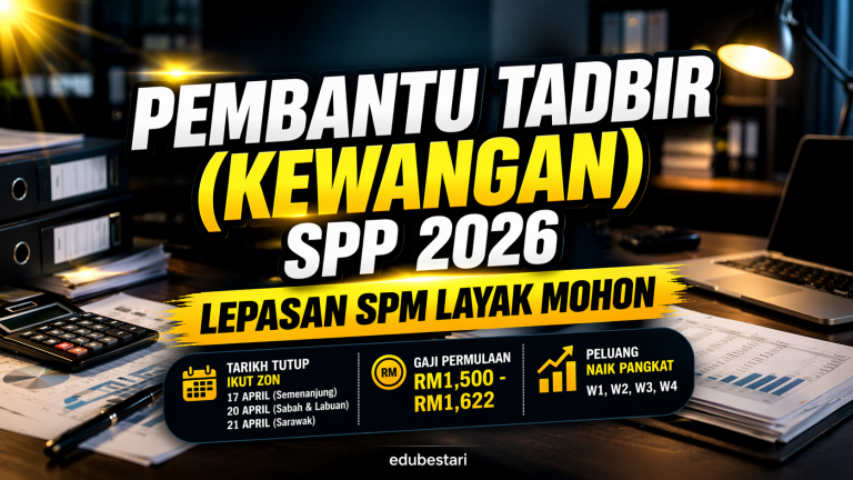 Cara Mohon Pembantu Tadbir (Kewangan) SPP 2026 (Syarat, Gaji & Tarikh Tutup Ikut Zon)