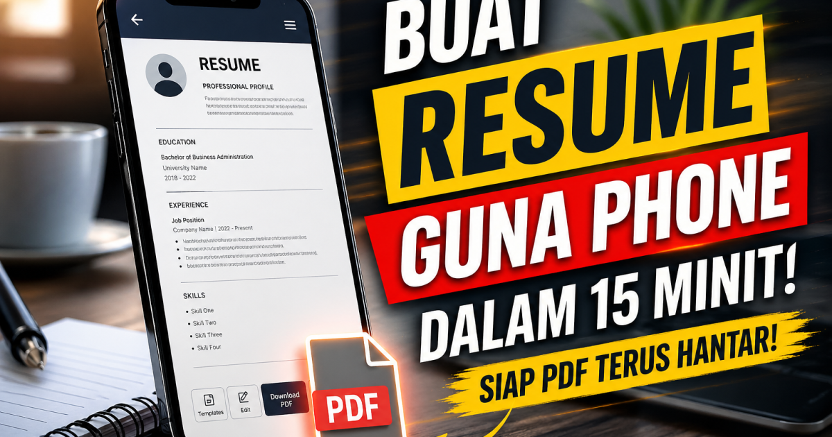 Buat Resume Guna Phone Dalam 15 Minit – Cara Paling Mudah (Siap PDF Terus Hantar!)