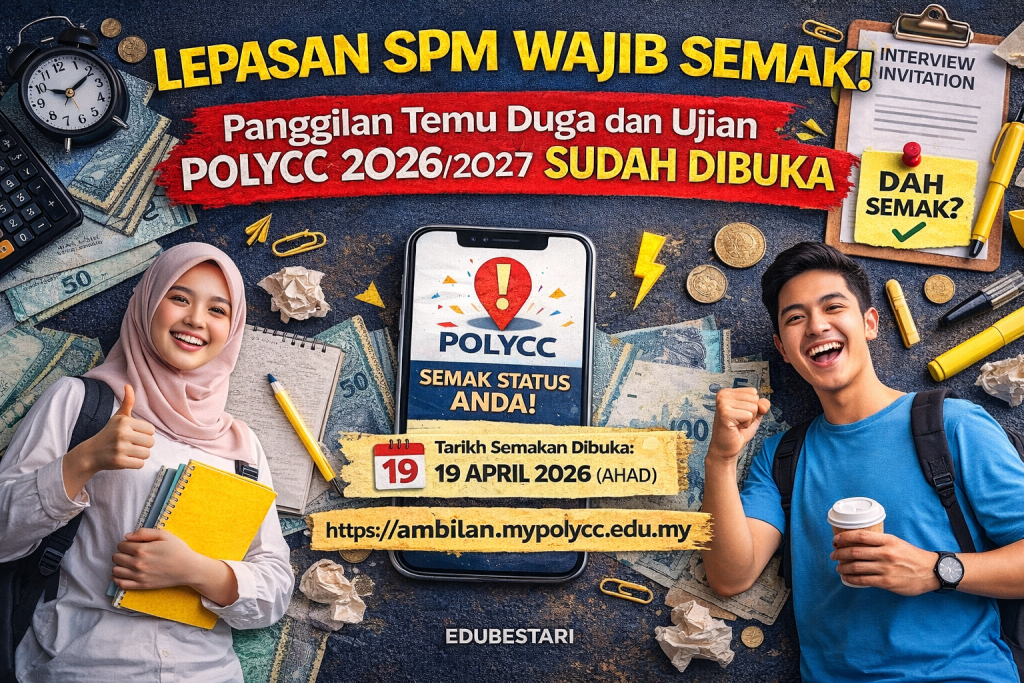 Lepasan SPM Wajib Semak! Panggilan Temu Duga dan Ujian POLYCC 2026/2027 Sudah Dibuka