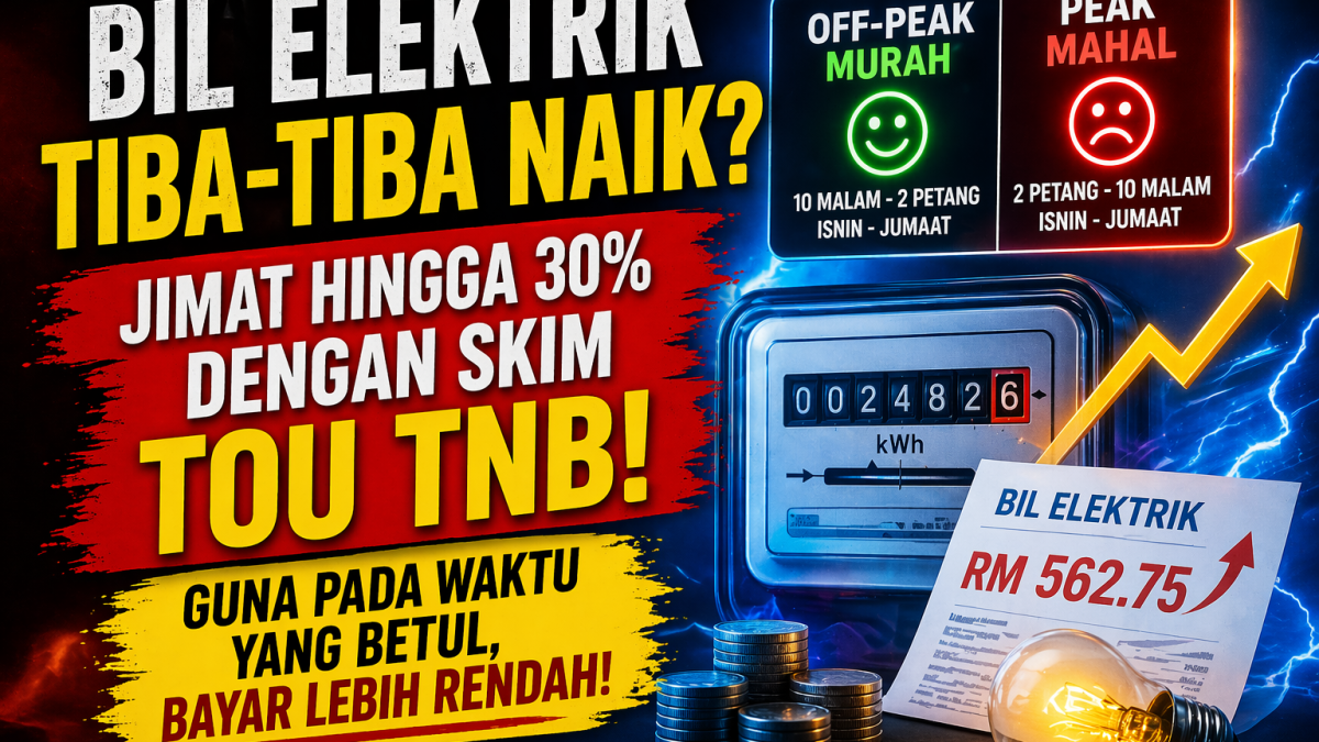 Bil Elektrik Tiba-Tiba Naik? Ini Cara Skim ToU TNB Boleh Kurangkan Bayaran Anda