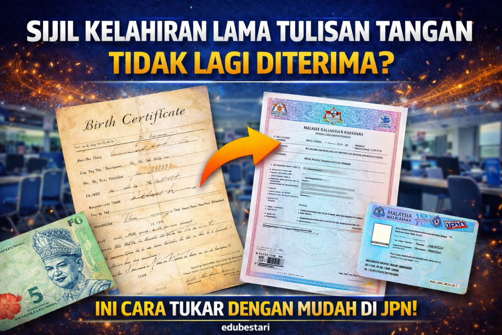 Sijil Kelahiran Lama Tulisan Tangan Tidak Lagi Diterima? Ini Cara Tukar Dengan Mudah Di JPN